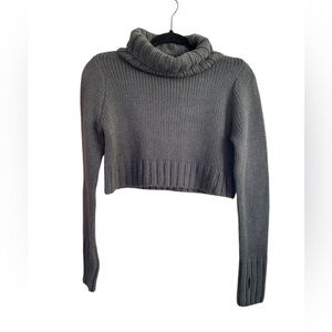 Tobi Charcoal Cowl Neck Cropped Sweater